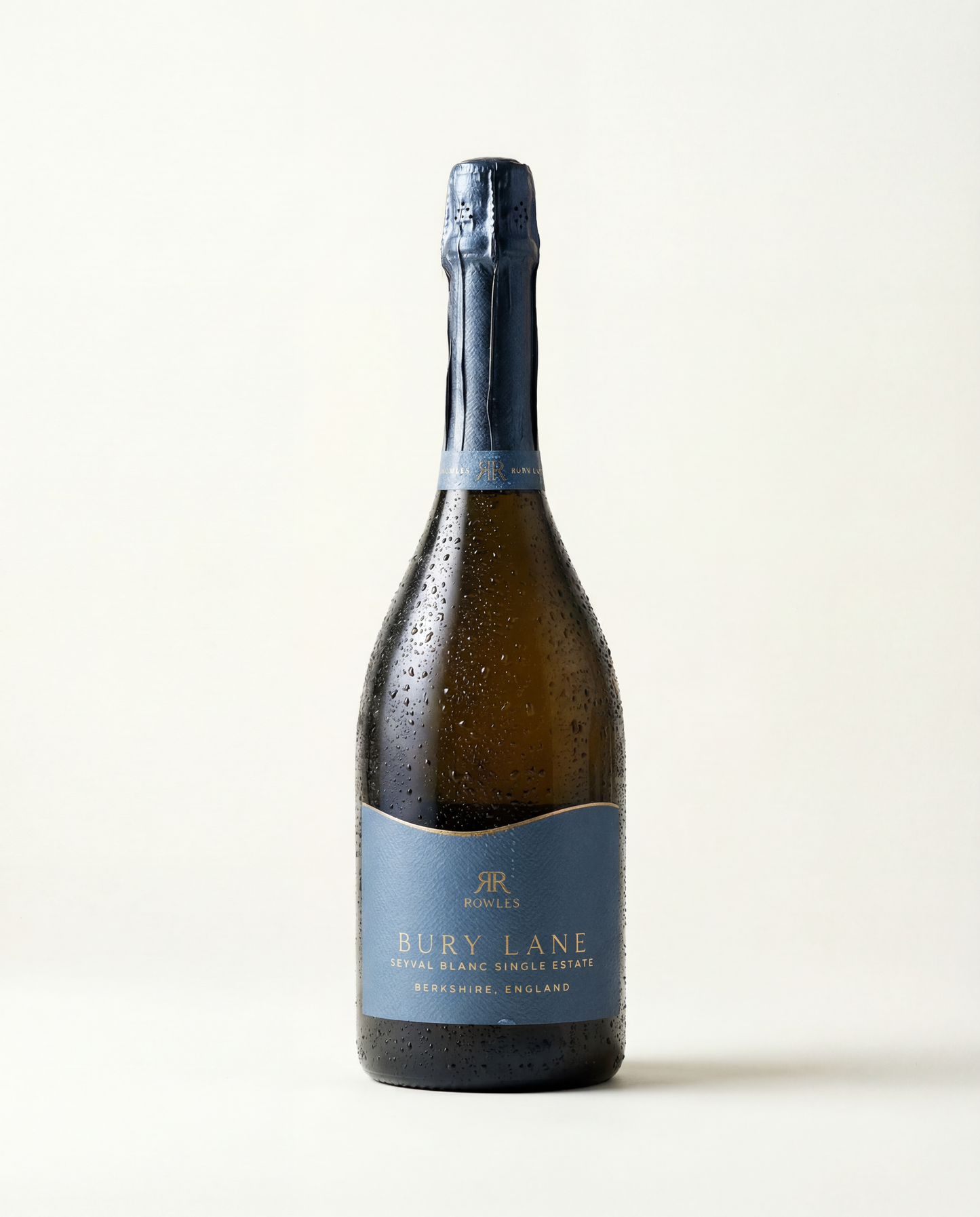 Bottle of Bury Lane sparkling wine on a white background
