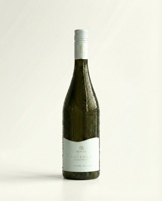 Bacchus wine bottle on a light beige background