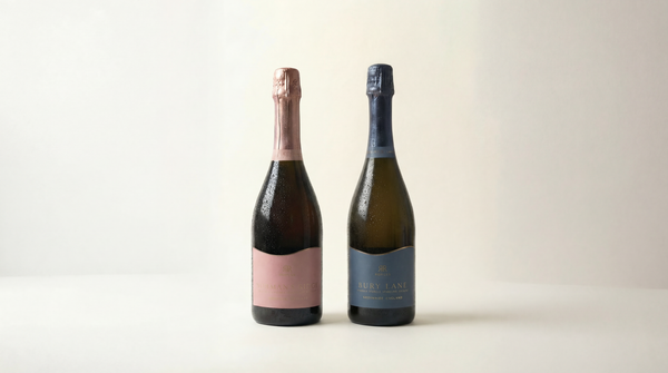 Two bottles of Sparkling Wine on a white background